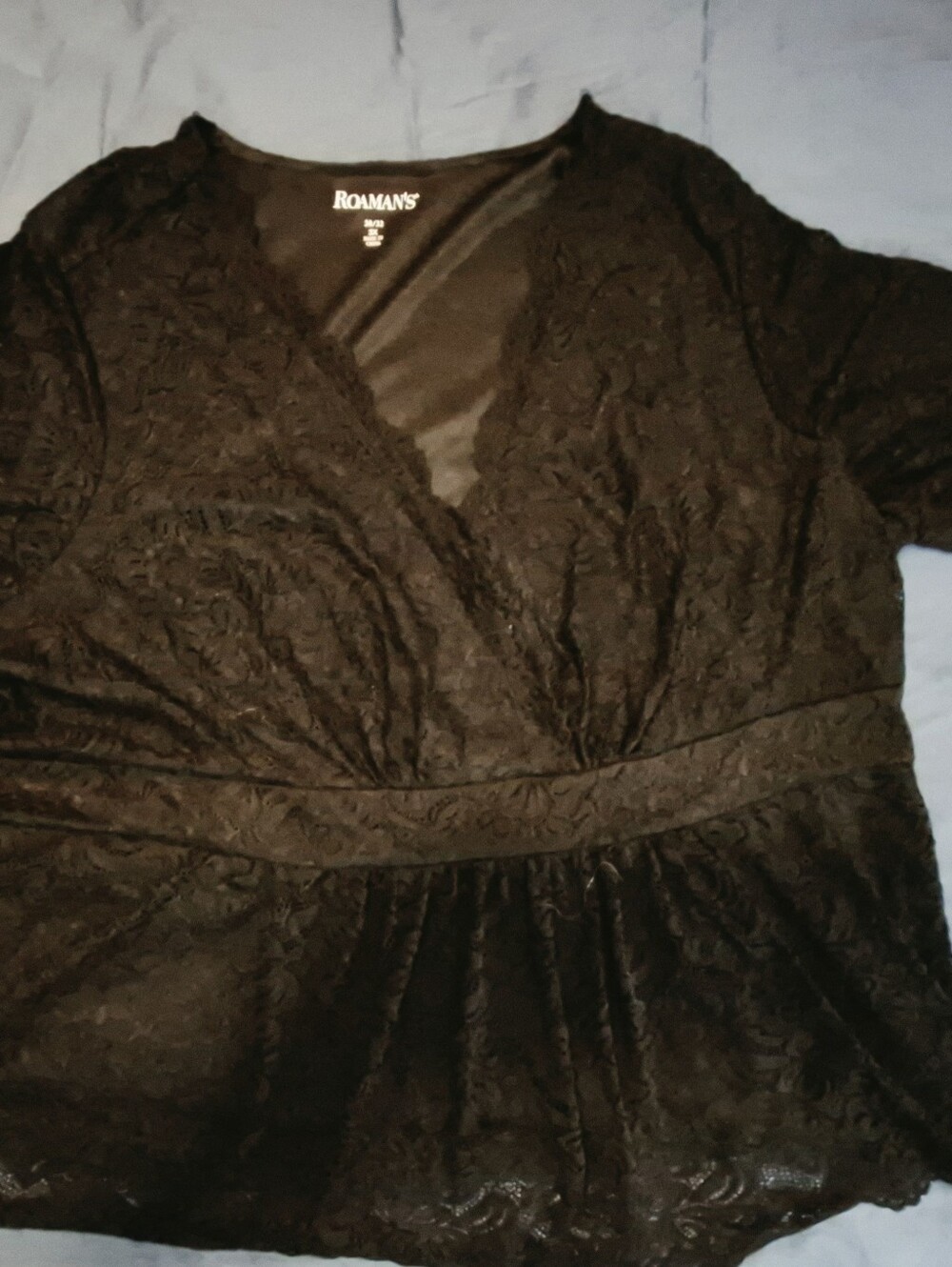 Size 3x Roaman's Black Lace Peplum Wrap Blouse